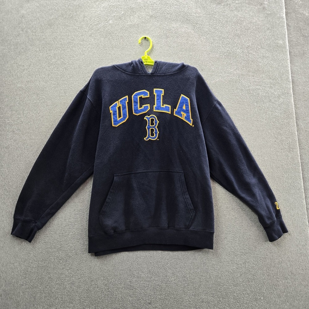 UCLA Bruins Men Hoodie L Navy E5 Logo Embroidered Graphic Fleece READ